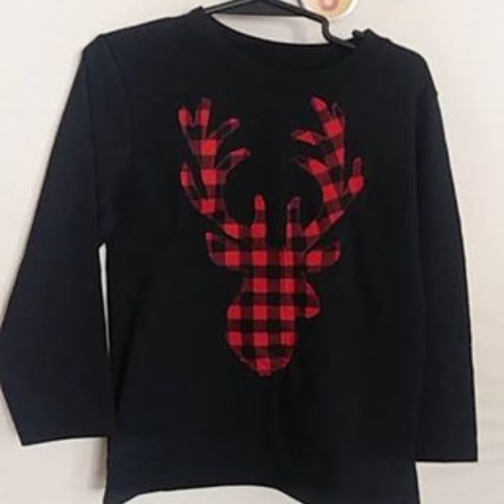 Custom 4t buffalo plaid deer silhouette top